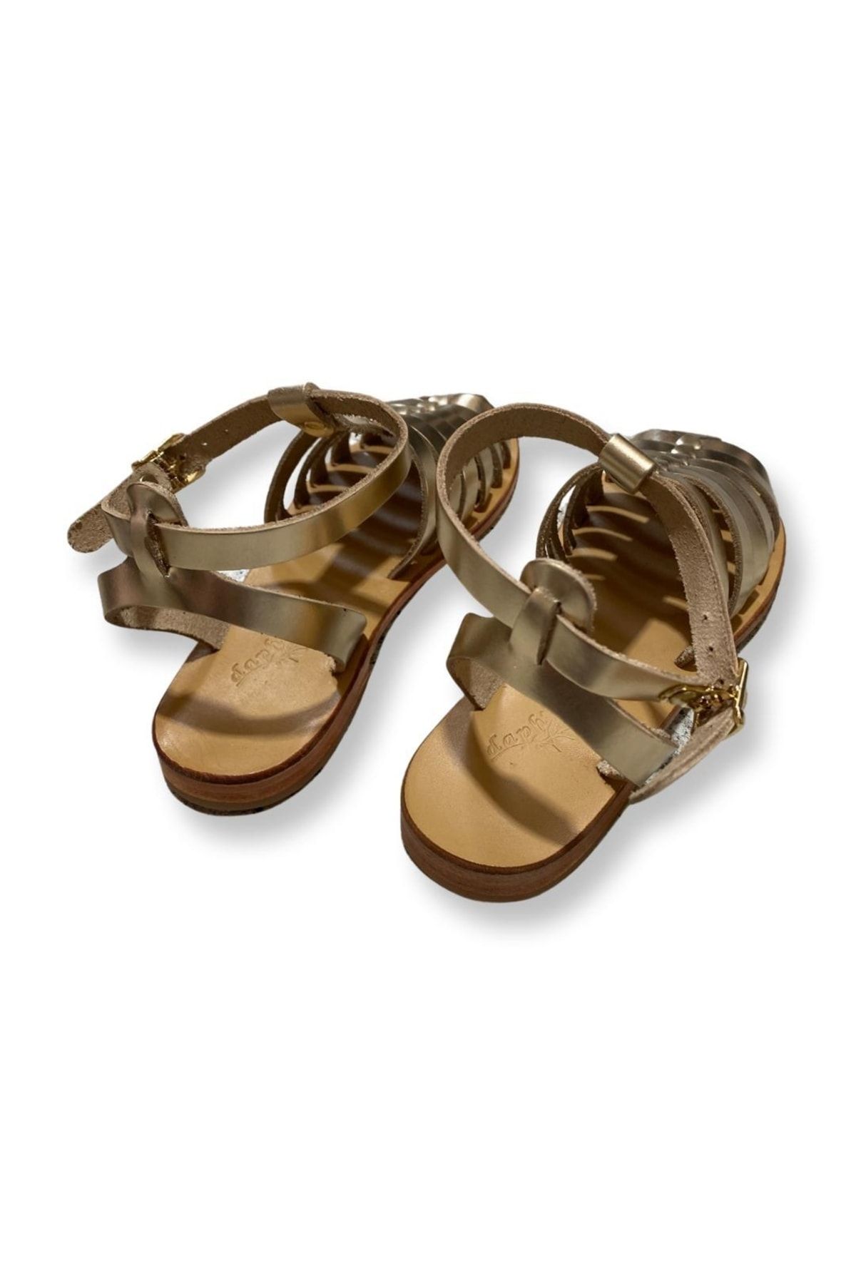 صندل طلایی زنانه های طلای چرمی واقعی دست ساز K2032 DaphneSandals