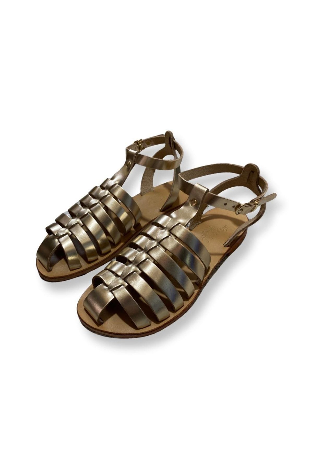 صندل طلایی زنانه های طلای چرمی واقعی دست ساز K2032 DaphneSandals