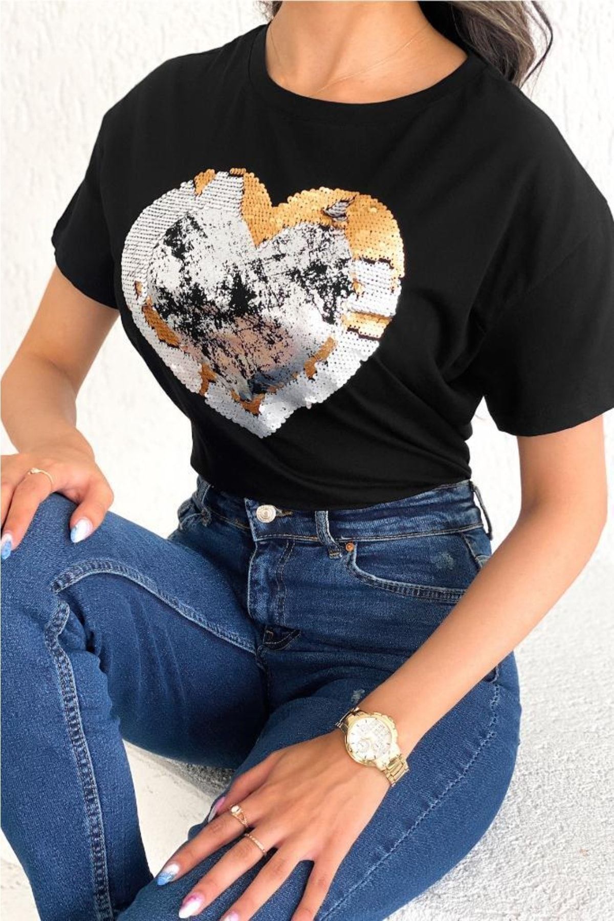 Heart sequin shirt sales