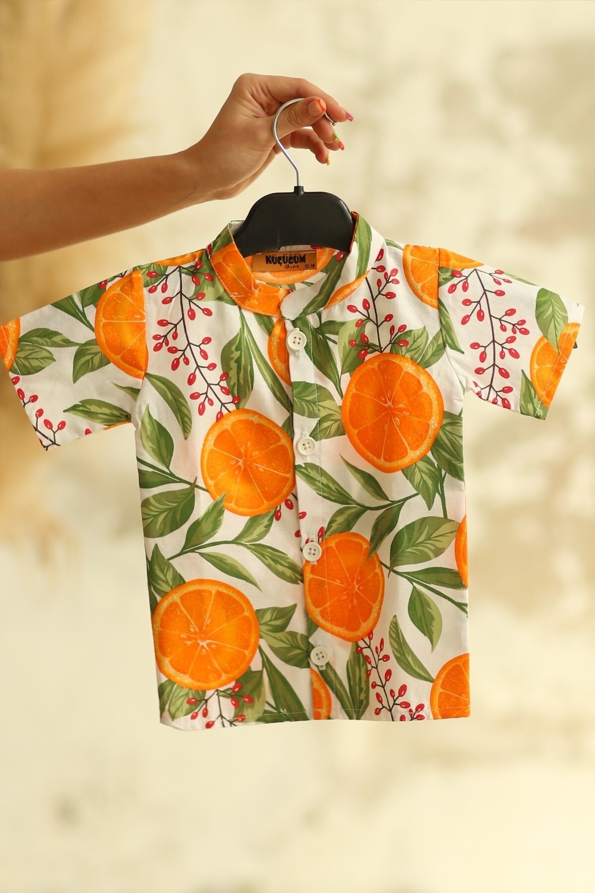 پیراهن-پسرانه-بچگانه-طرح-پرتقال-از-سری-مادر-و-کودک