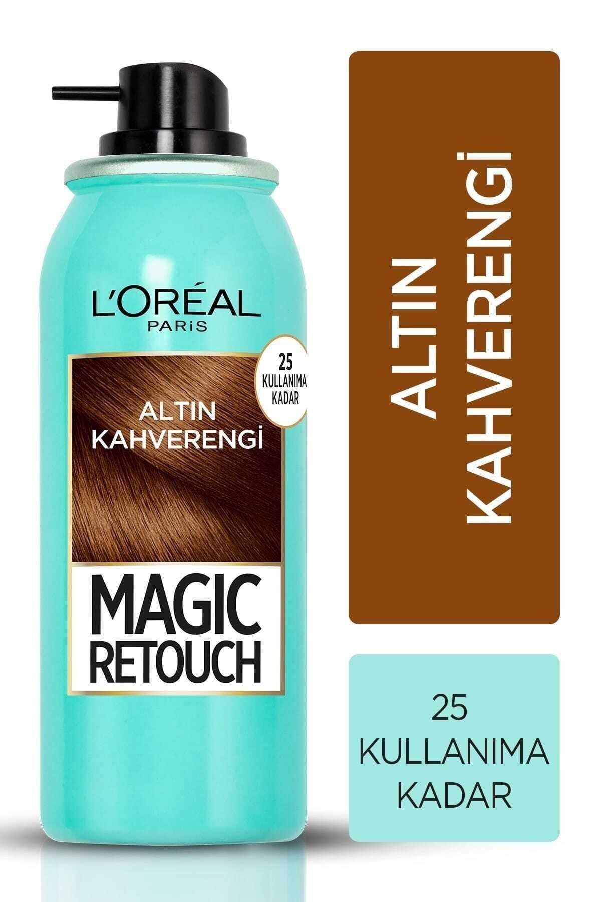 رنگ مو زرد مردانه و زنانه کانسیلر اسپری قهوه ای تیره برای موهای سفید جادوی Retouch 02 Brun 75 ML L'Oreal Paris