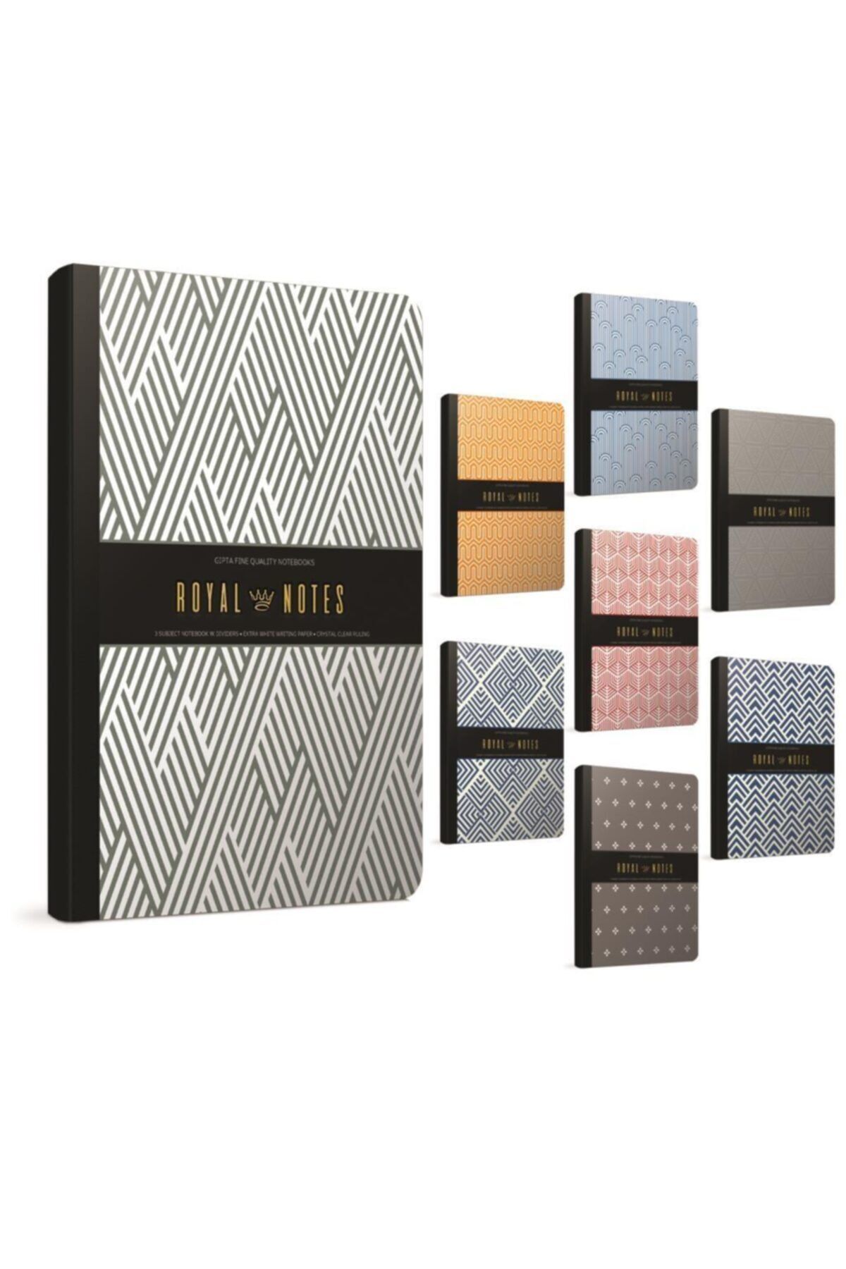 Gıpta-Royal Notes Hard Cover Notepad with 3 Separators 20x28cm 120 Sheets Checked (Pack of 3) 1