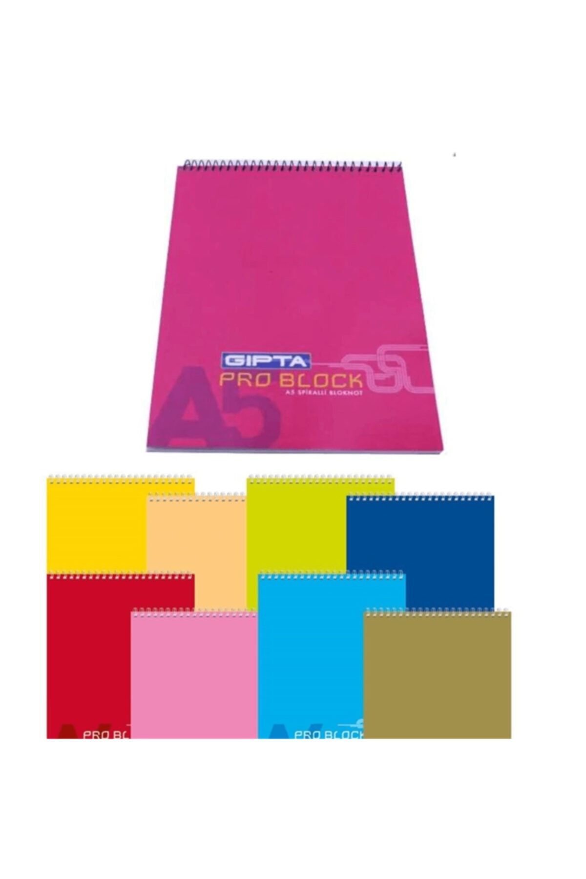 Gıpta-Pro Block A5 Spiral Cardboard Cover Memo Pad (notepad) 40 Sheets Checked (Pack of 12) 1401 1