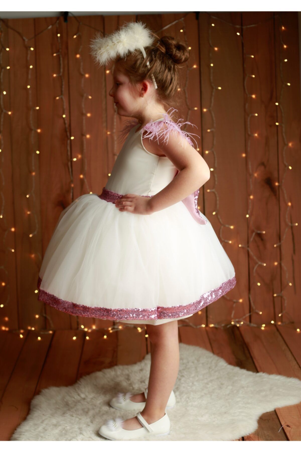 Pink wings party gown top