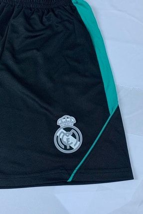 Erkek Siyah Real Madrid Logo Baskılı Günlük Spor Koşu Fitness Şortu 1056315