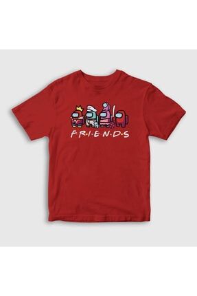 Unisex Çocuk Kırmızı Friends Among Us T-Shirt 77442tt