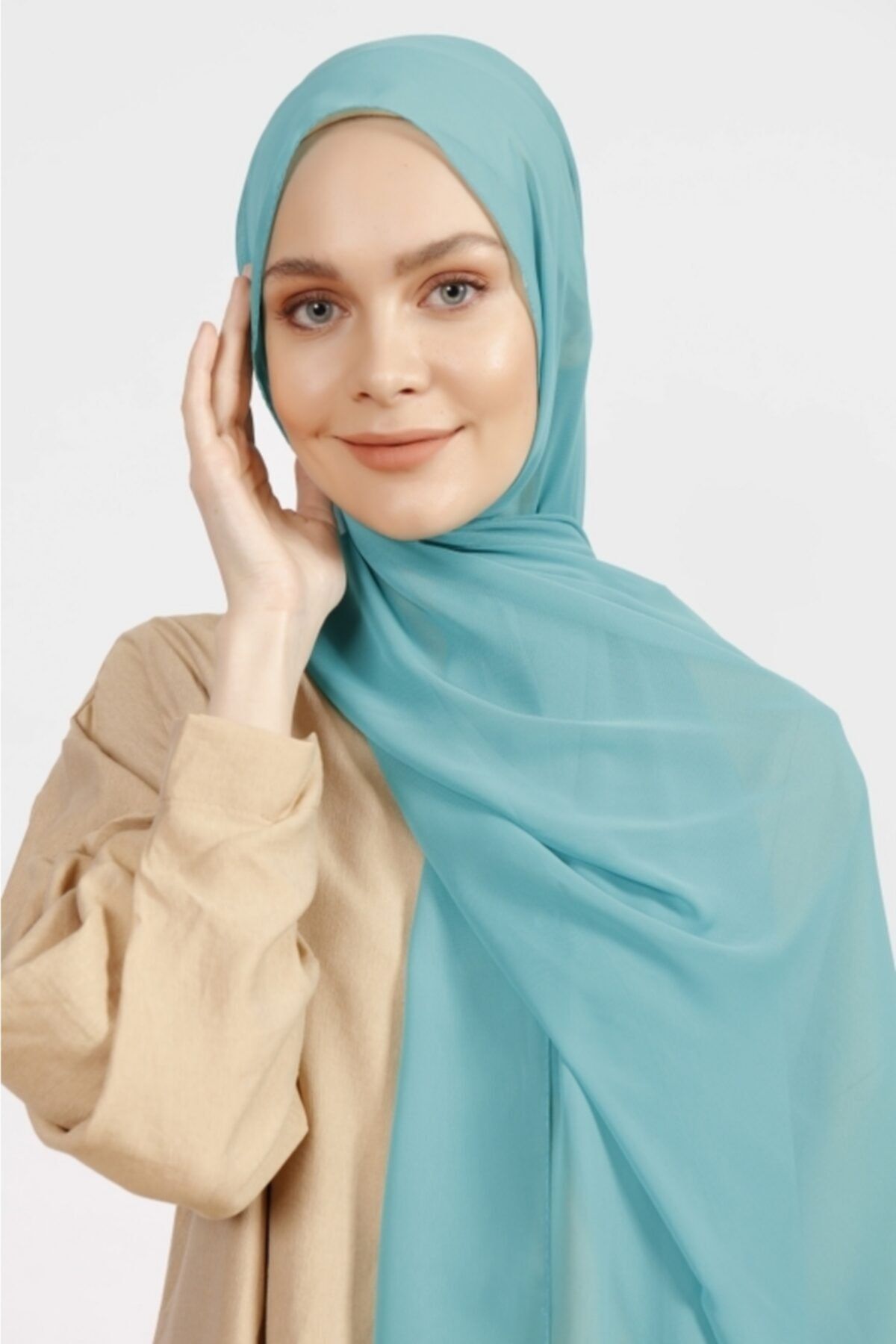 Differenza-Crepe Chiffon Shawl Light Green 2