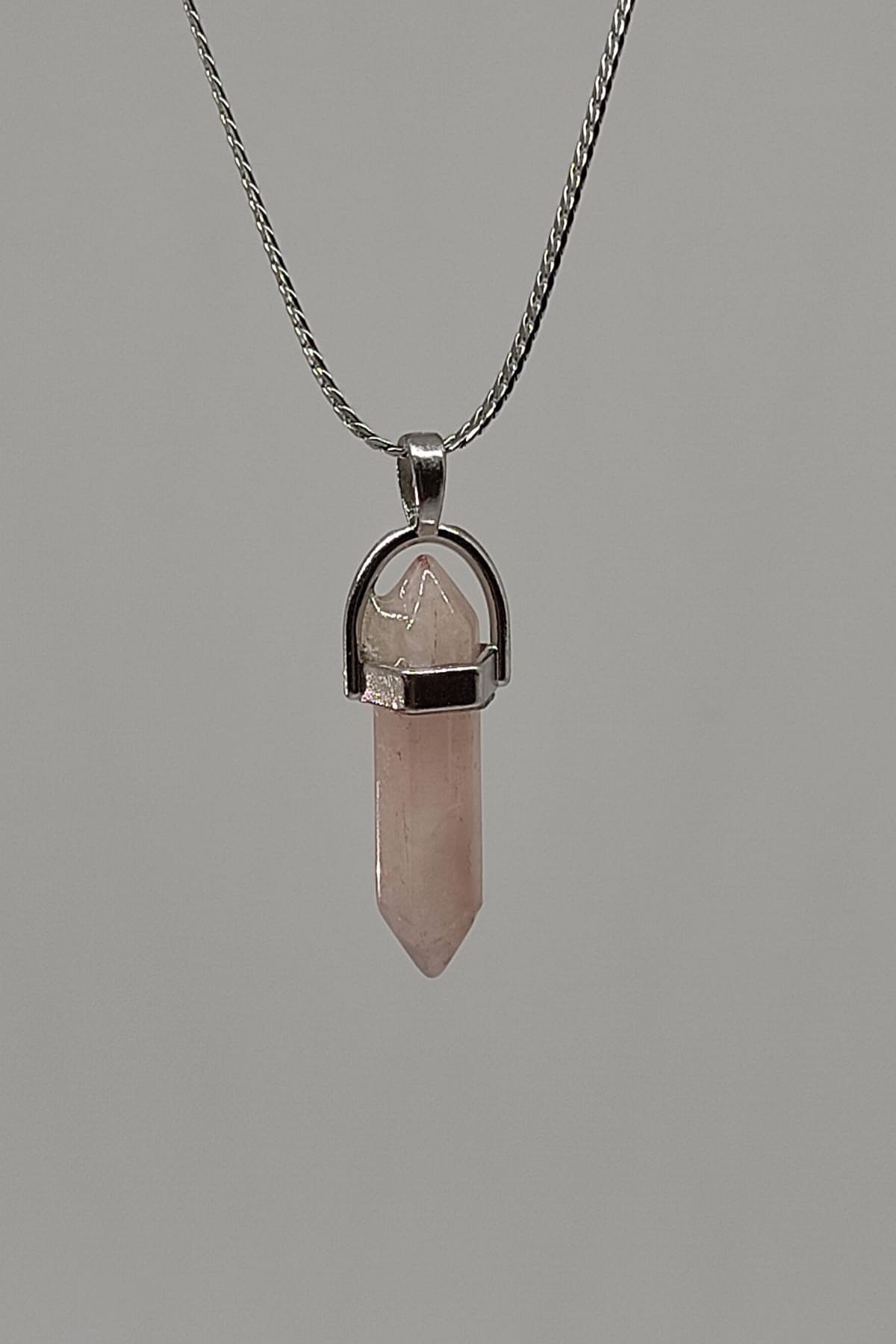 Natural rose quartz necklace best sale
