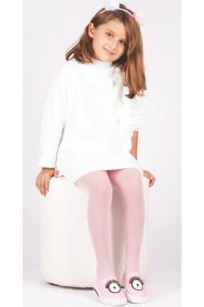 Azra Desenli Tül File Kız Çocuk Külotlu Çorap(Beyaz) (10) D2121026