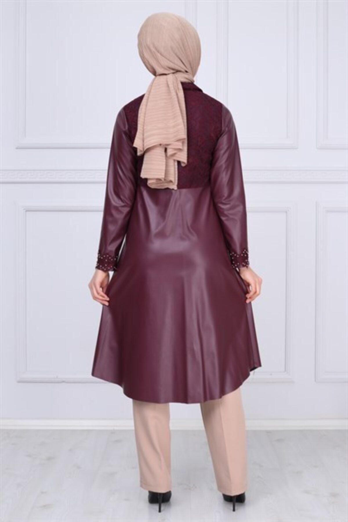 Modamihram-Kožený detailný hidžáb Cape Plum 6