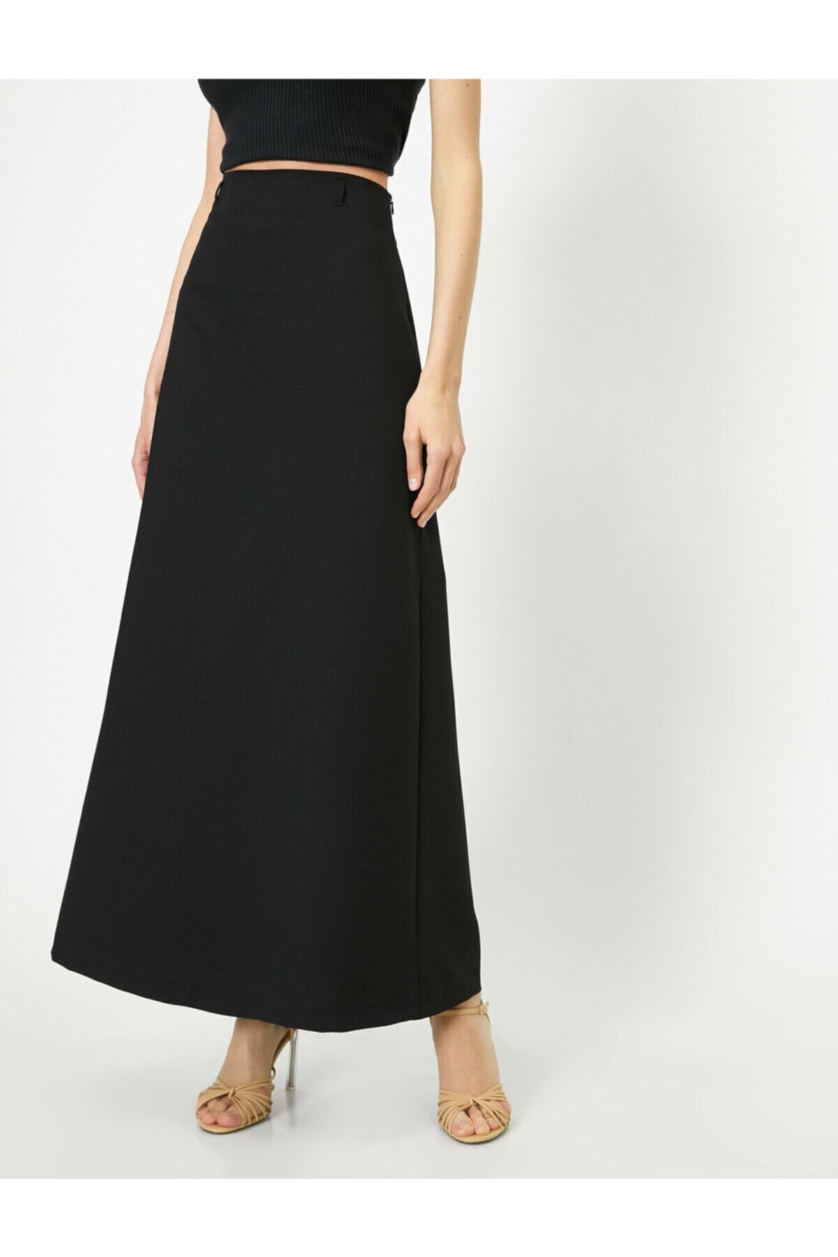 High waisted 2025 black maxi skirt