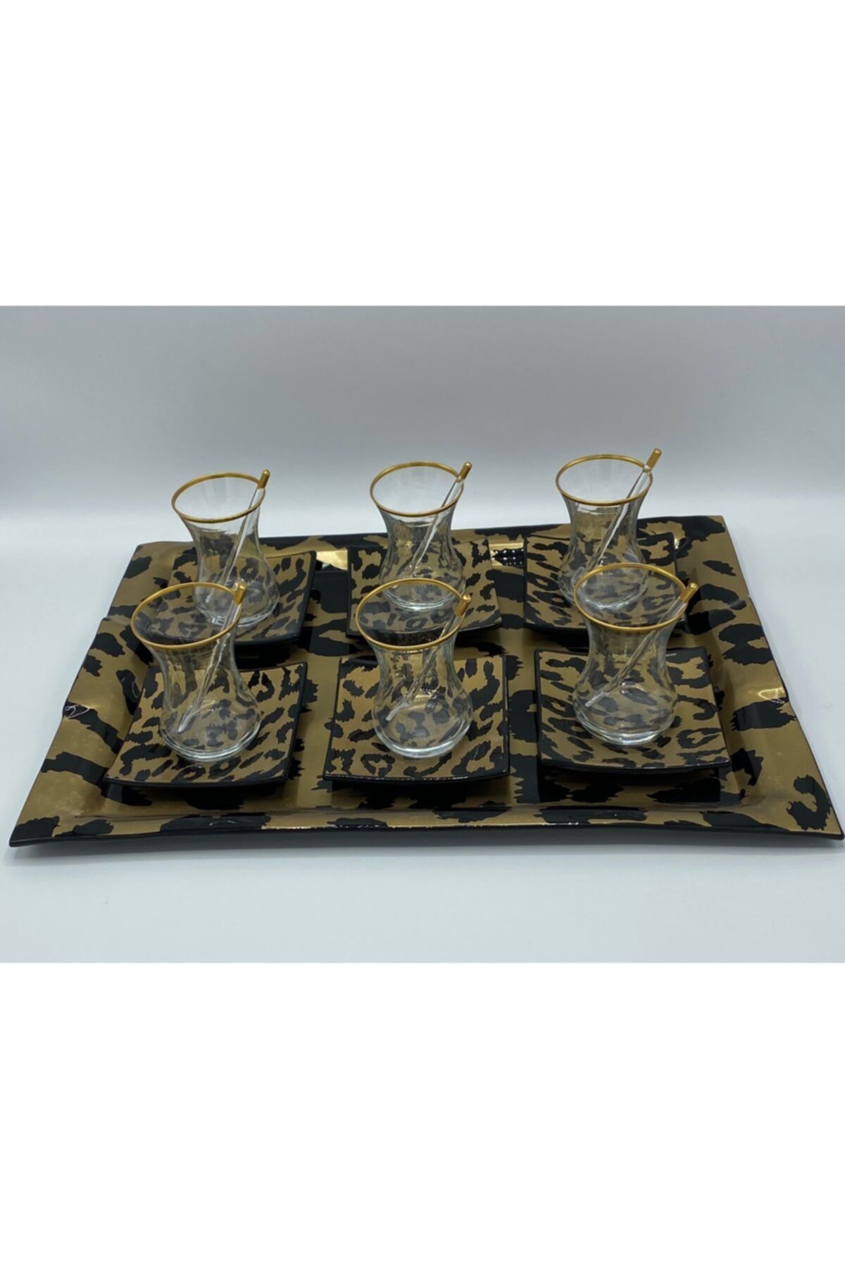 gurcuglass leopar desen tepsili cay