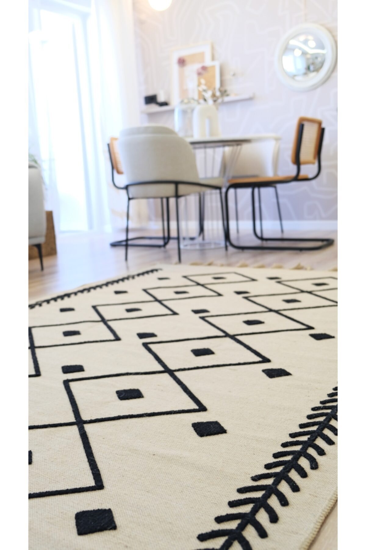 RUGSMODERN Jute 5002 Black Kilim Siyah Nakışlı Jüt Natural Fiyatı