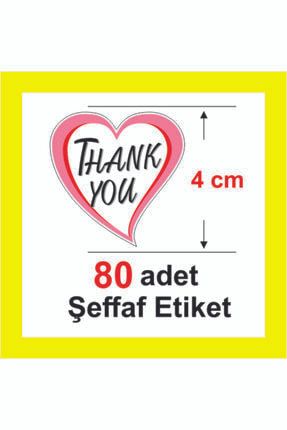 80 Adet Thank You Stıcker - Özel Kesimli Teşekkürler Etiketi 80 adet kırmızı thanks you