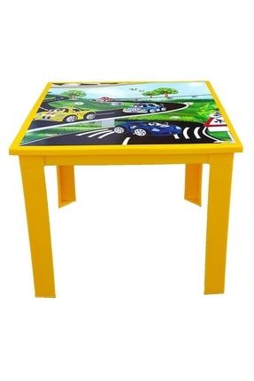 Çocuk Masası Plastik Sarı Araba Resimli H40 1-3 Yaş Için TP1067-02