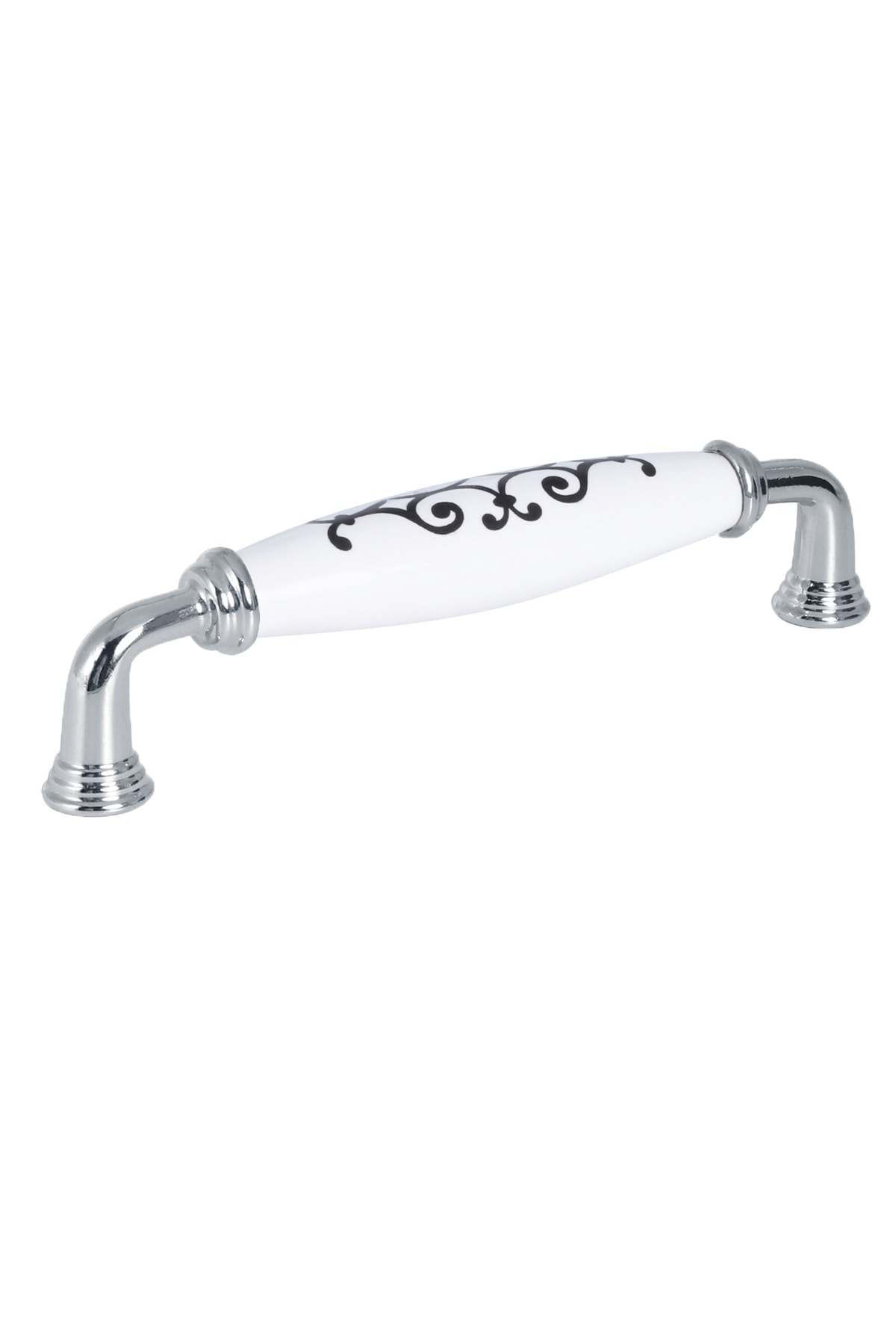 Porcellana Perla Porselen Kulp Dolap Çekmece Mobilya Mutfak Çocuk Kulbu Yakut 128mm(12,8CM)-beyaz- Krom-stk1588