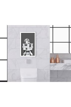 Home Banyo Tuvalet Dekoratif Ahşap Beyaz Çerçeveli Tablo-1 Bitmeyen80888