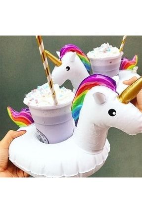 Son Trend Unicorn Şişme Deniz Havuz Bardak Tutucu Float Bar 18*22 cm ünicornn