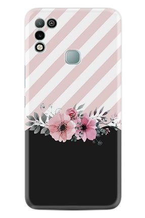 Hot 10 Play Kılıf Resimli Desenli Baskılı Silikon Kılıf Strip Pink Flowers 1396 hot10playprox1x7t6