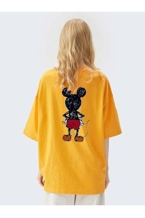 Kadın Pembe Sırt Baskılı Mickey Mouse T-shirt TYC00451816337