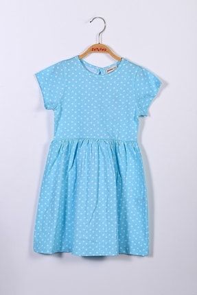 Kız Çocuk Mavi Puantiyeli Elbise 221Z4NSN37