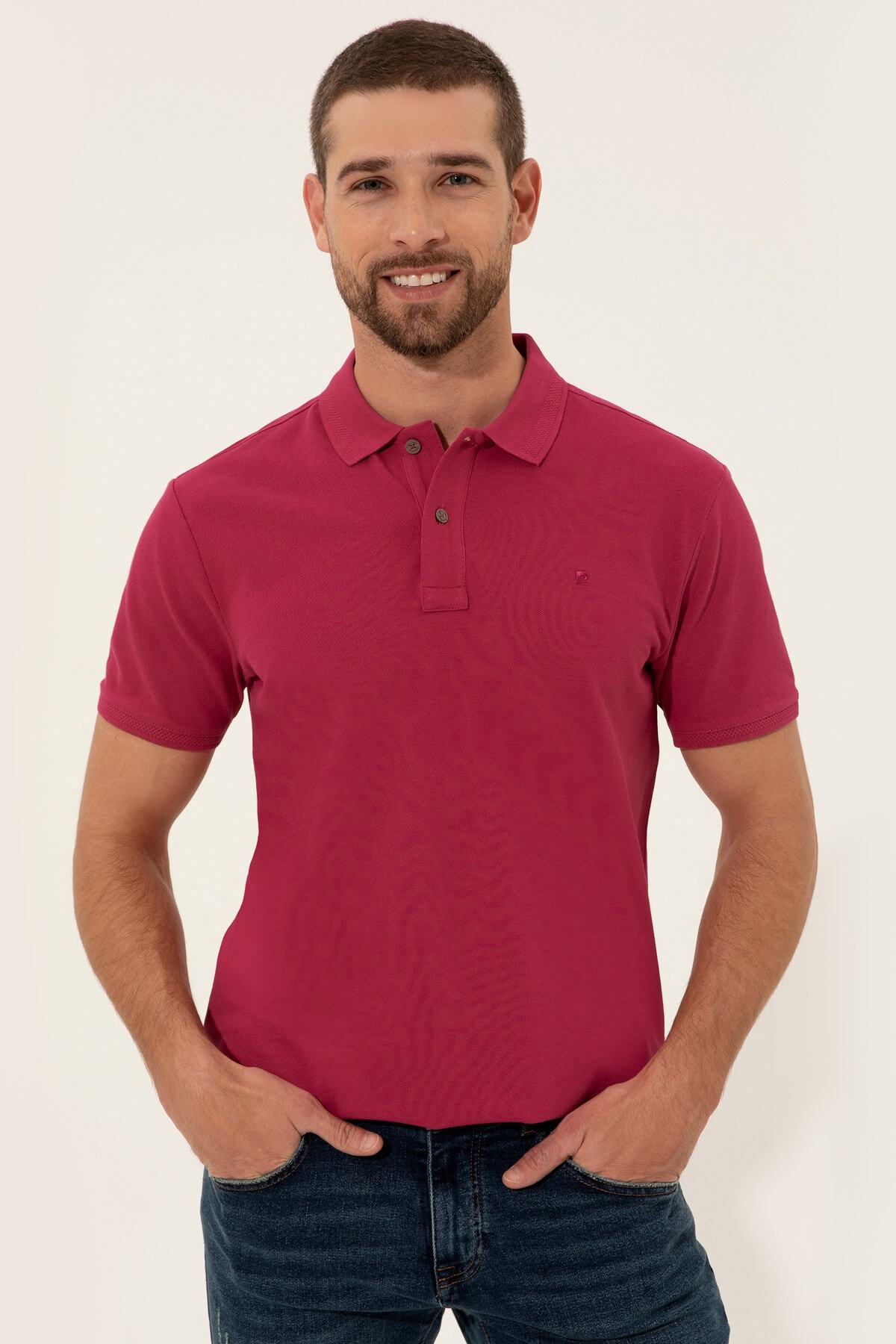 تی‌شرت مردانه فوشیا G021Sz011.000.1370048 پیر کاردین پولوشرت Pierre Cardin
