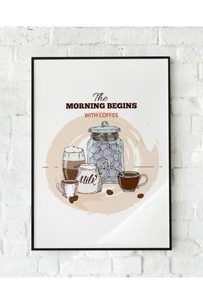 Tekli Poster Tasarımı Dekor, Afiş, Tablo, Kahve, Coffe, Cafe, Milk, Dekoratif, Çerçeveli t760y
