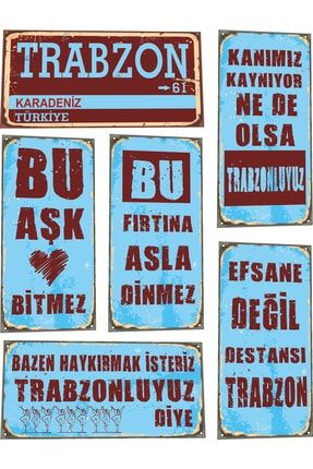Trabzon 6lı Mini Retro Ahşap Poster Seti 1440450823348