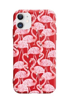Iphone 11 Flamingo Desenli Kırmızı Lansman Kılıf ES-LNSMN-KRMZ-11-01