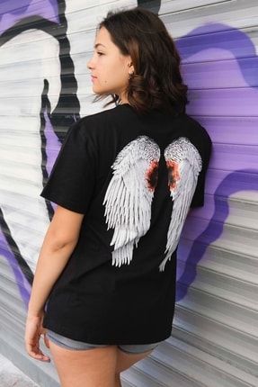 Unisex Siyah Lucifer Baskılı T-shirt 100308