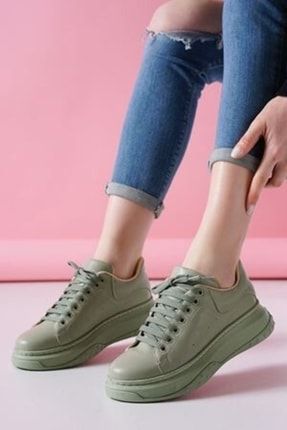 Ento Mint Yeşili Cilt Bağcıklı Spor Ayakkabı NIH-KDN-KSP-241925