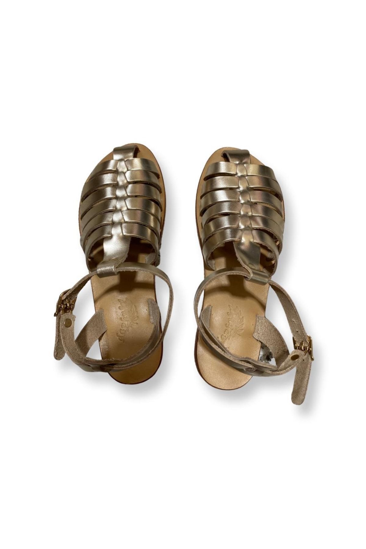 صندل طلایی زنانه های طلای چرمی واقعی دست ساز K2032 DaphneSandals