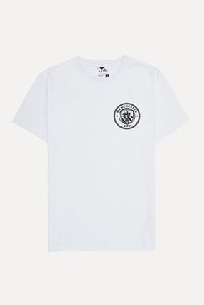Manchester City Baskılı Unisex Beyaz T-shirt TYK242727