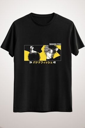 Unisex Siyah Banana Fish Unisex Anime Shirt, Eiji Okumura, Ash Lynx, Manga KO1301