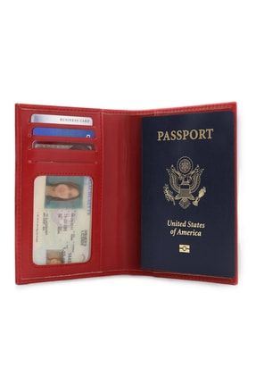Otto Angelino Deri Pasaport Kılıfı Cüzdanı - Rfıd Korumalı - Kırmızı OT205