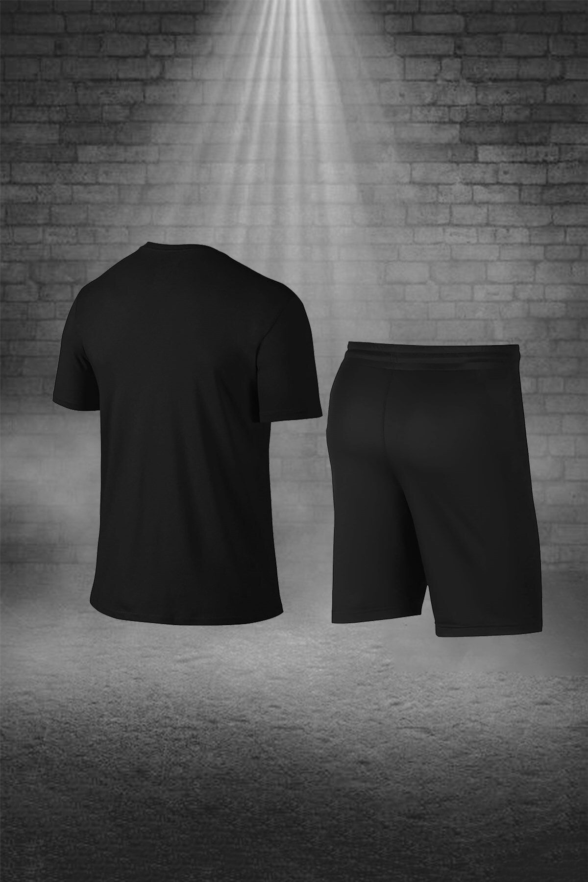 POSEIDONSTORM Büyük Beden Erkek Siyah Dri-fit Kumaş Cepli Baskısız Yürüyüş Ve Koşu Için Rahat Sporcu Tişört Şort A VB11434