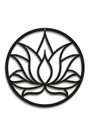 30 Cm Asılabilir Siyah Lotus Kasnak, Nilüfer Çiçeği Duvar Dekoru, Lotus Tablo ETE-BH0297