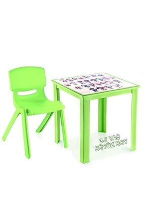 Çocuk Masa Sandalye Takımı Yeşil Alfabe H50 3-7 Yaş TP5555-1S07