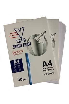 A4 Fotokopi Kağıdı 2 Paket x 100 Lü Paket 200 Syfa 80 gr + 1 Bic Tükenmez LETS0059