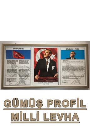 Milli Levha Atatürk Köşesi Renkli Çerçeveli 46,5x90 Cm ASİL072