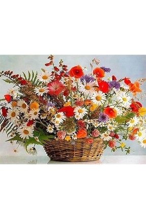 Çiçek Sepeti Sayılarla Boyama Seti(40x50 Cm Tuval Şasesine Gerili) WOMBHOBBY0759