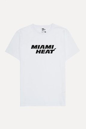 Miami Heat Baskılı Unisex Beyaz T-shirt TYK242710