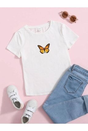 Butterfly , Kelebek Baskılı Kız Çocuk Tişört 333419