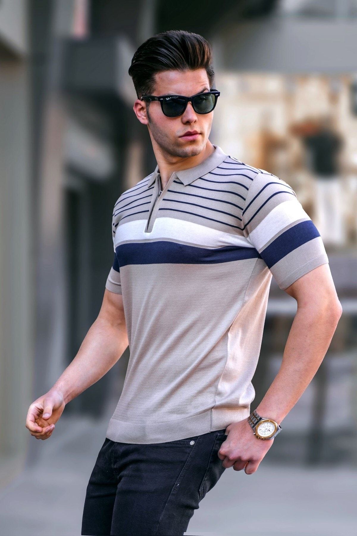 Madmext Poloshirt Beige Regular Fit Fast ausverkauft