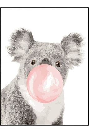 Sakız Çiğneyen Koala Sayılarla Boyama Seti 40x50 Cm (Tuvale Gerili) 0265