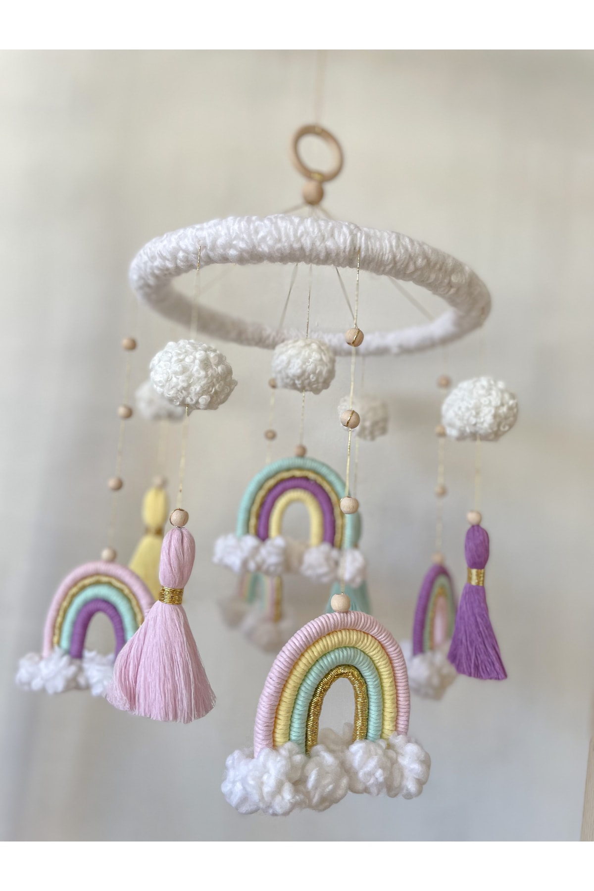 BEBİ MAKROME Makrome Gökkuşağı Bebek Beşik Dönencesi fotoğrafı 3 (önizleme)