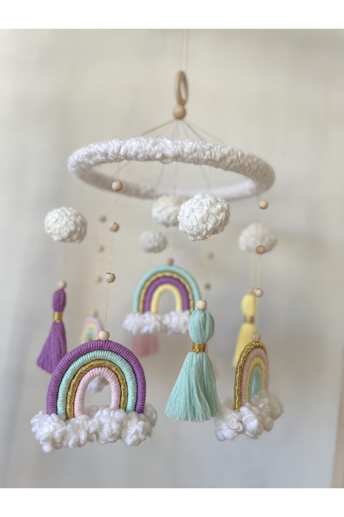 BEBİ MAKROME Makrome Gökkuşağı Bebek Beşik Dönencesi fotoğrafı 4 (önizleme)