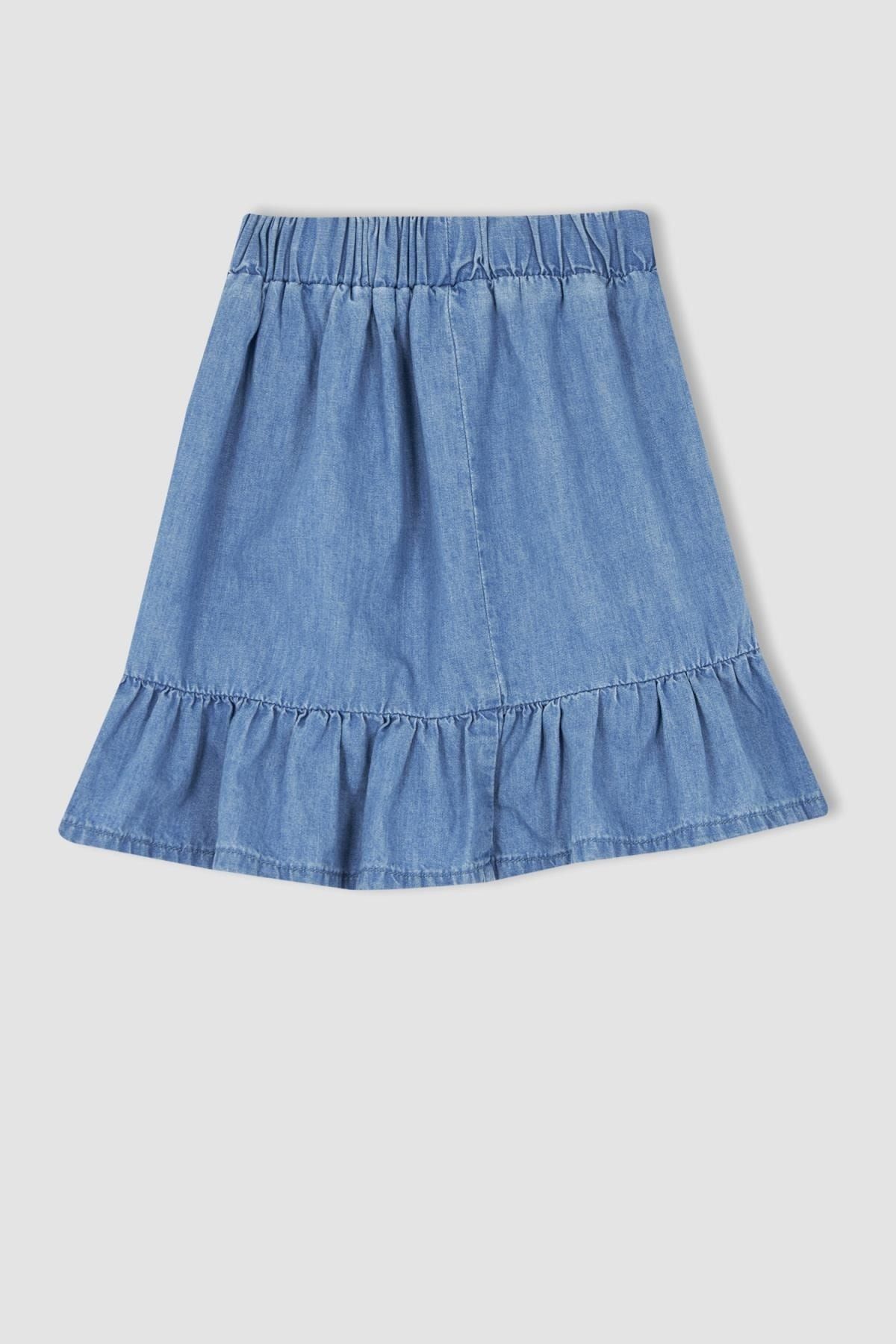 Denim mini skirt online with elastic waist