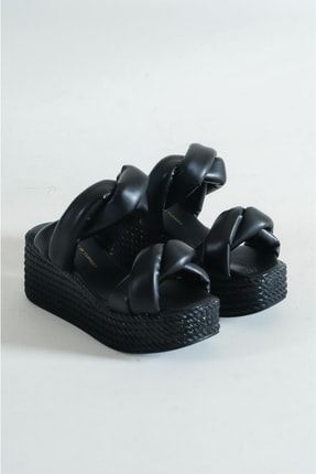 Siyah Dolgu Taban Cift Bant Sandalet Ts201 8842720