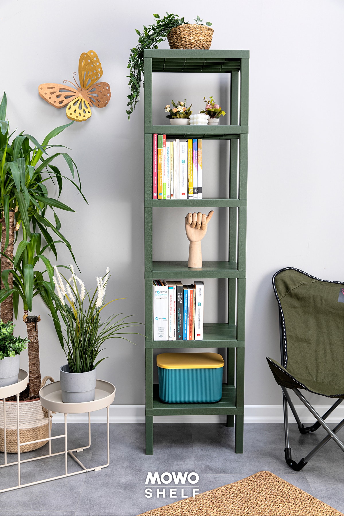 Mowo Home Shelf 6 Katlı Kitaplık Plastik Raf Ünitesi - Yeşil